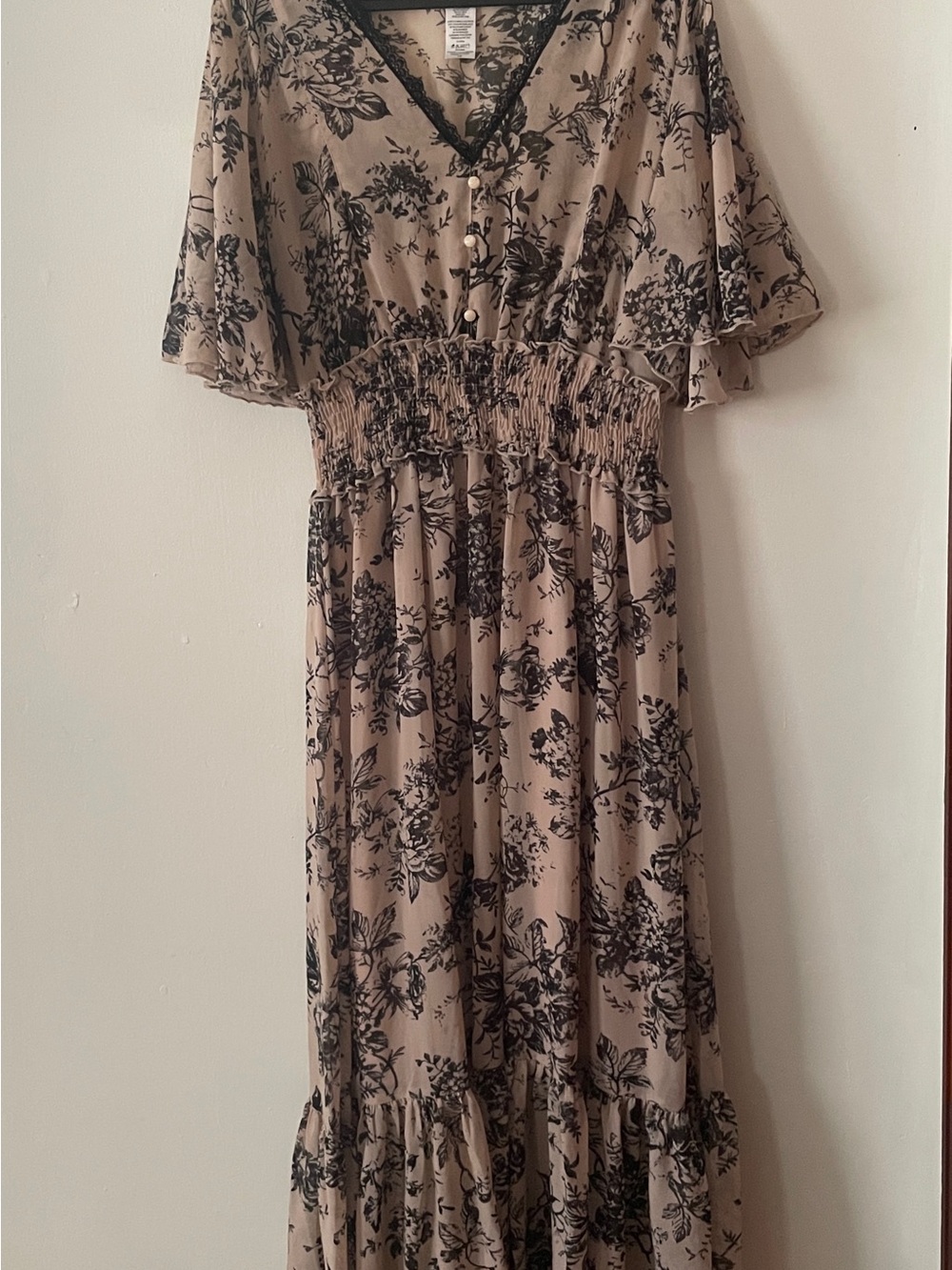 Kate & Lily Boho Floral Maxi Dress with Smocked Waist
